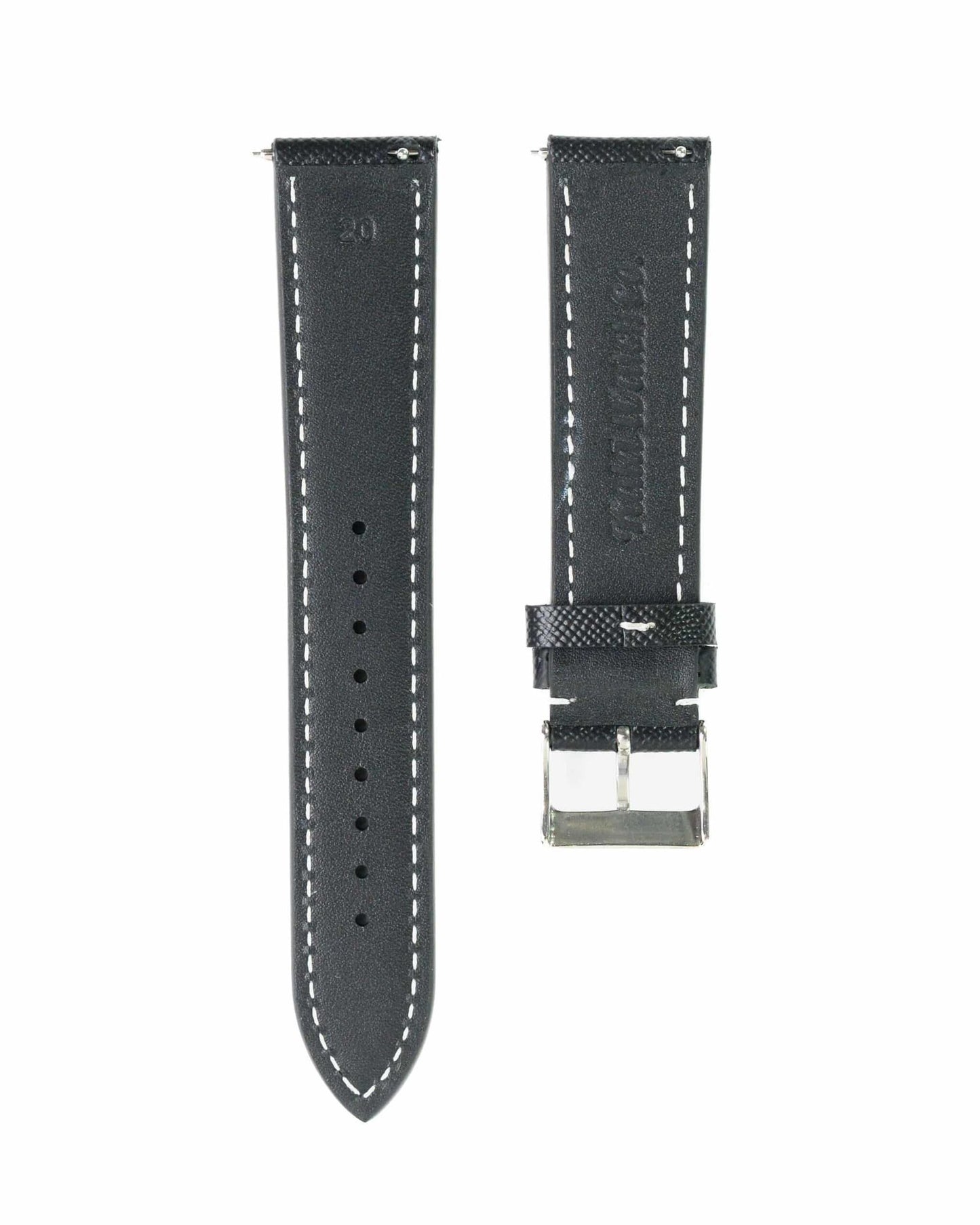Saffiano Leather Black with White Stitch