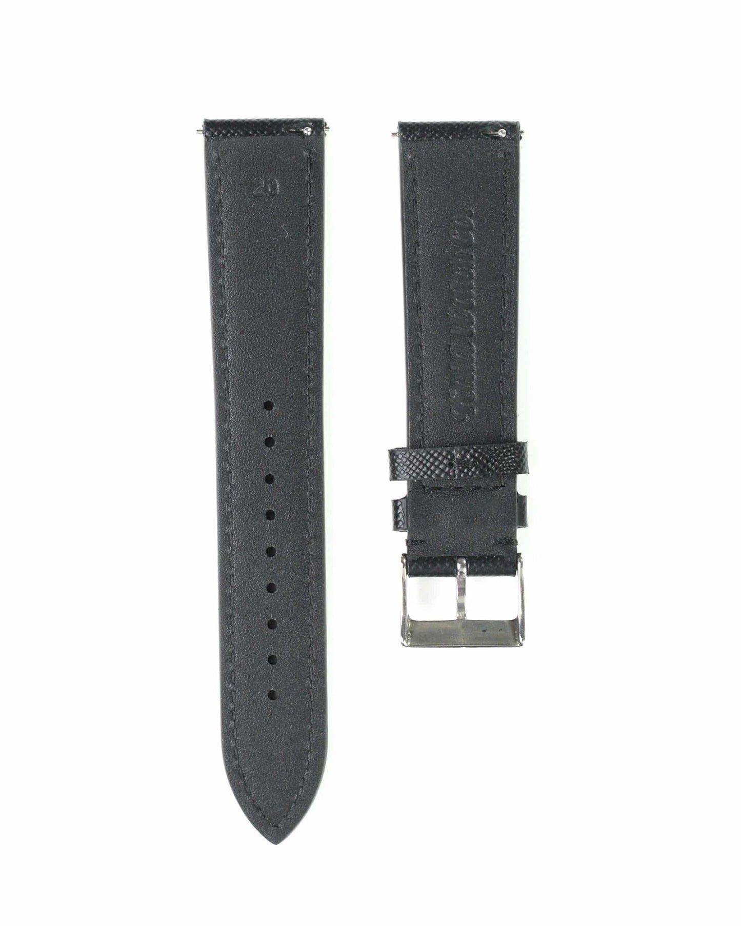 Saffiano Leather Black with Black Stitch - 20MM
