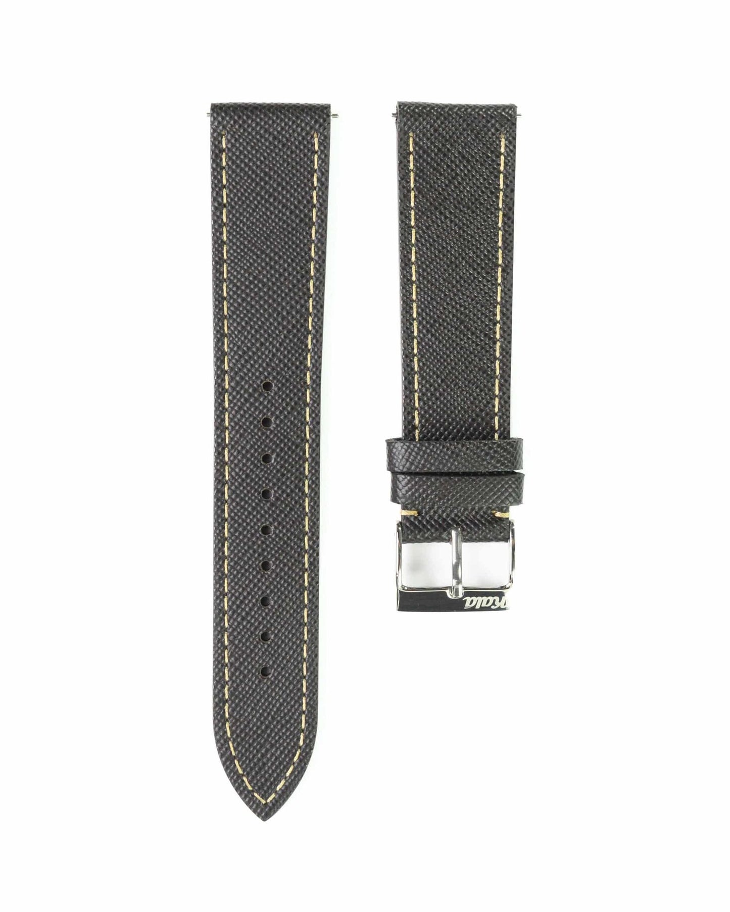 Saffiano Leather Brown with Cream Stitch - 20MM