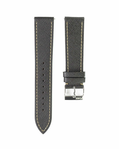 Saffiano Leather Brown with Cream Stitch