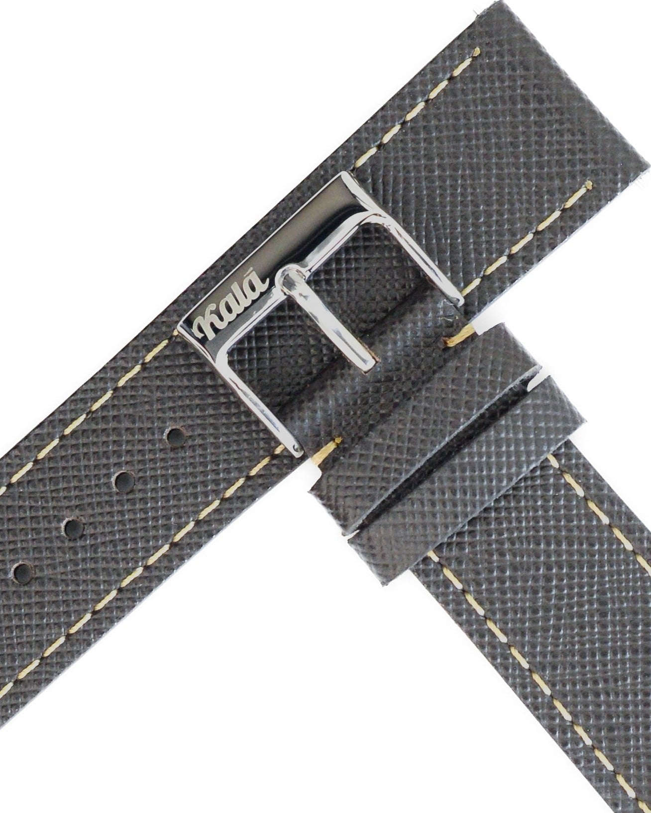 Saffiano Leather Brown with Cream Stitch - 20MM