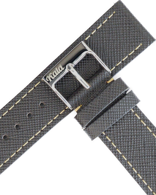 Saffiano Leather Brown with Cream Stitch - 20MM