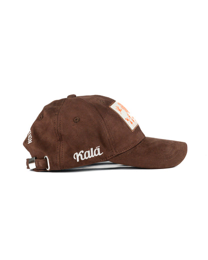 Hand Painted Warli Suede Cap - Brown