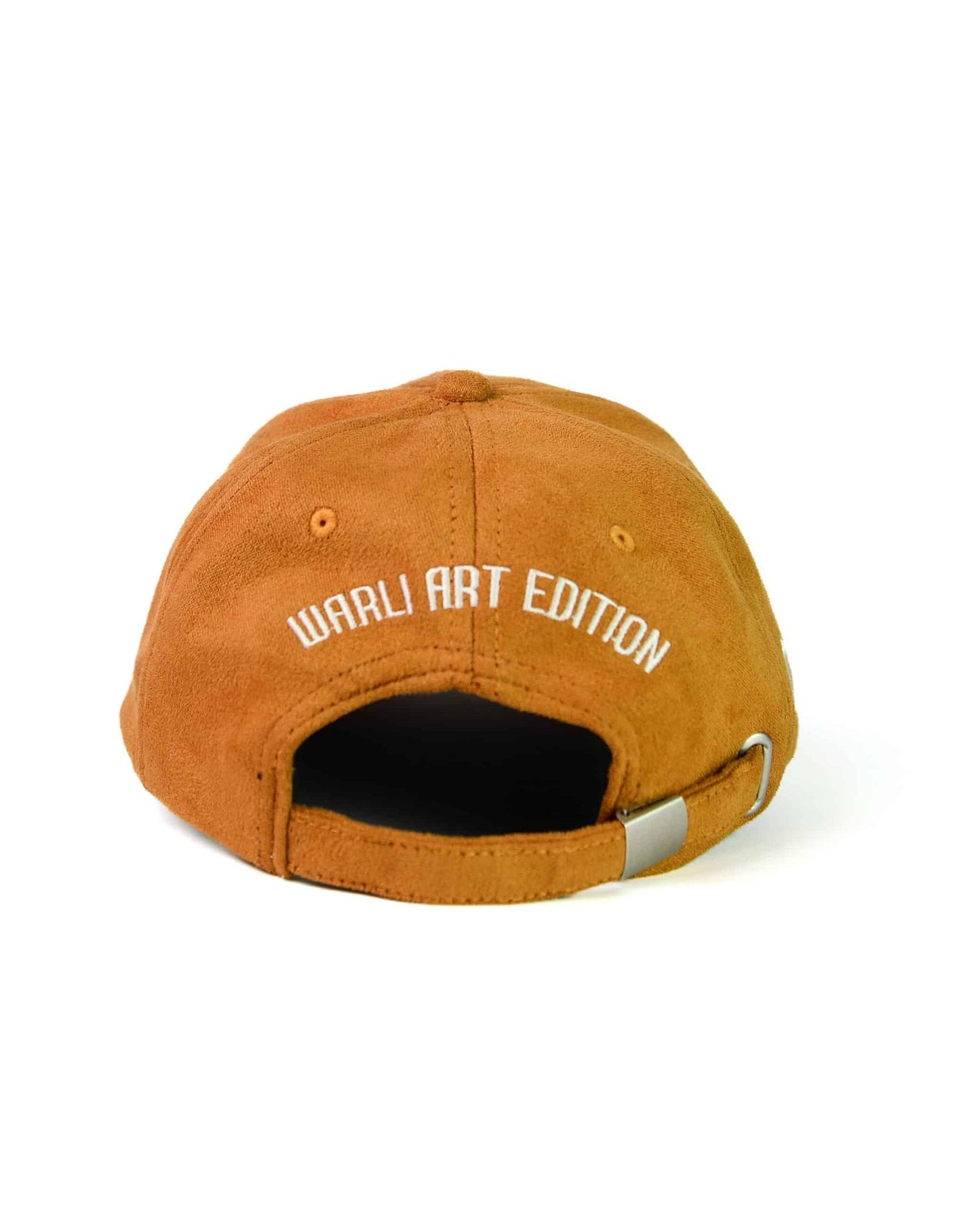 Handmade suede cap with authentic Warli tribal art patchwork.