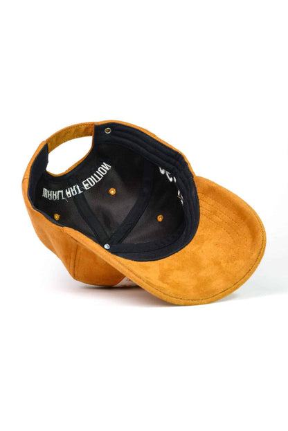 Handmade suede cap with authentic Warli tribal art patchwork.