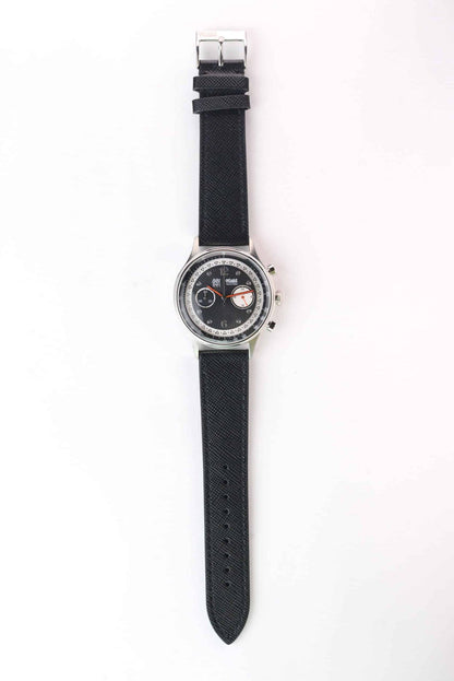 Saffiano Leather Black with Black Stitch - 20MM