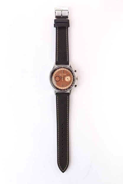 Saffiano Leather Brown with Cream Stitch - 20MM