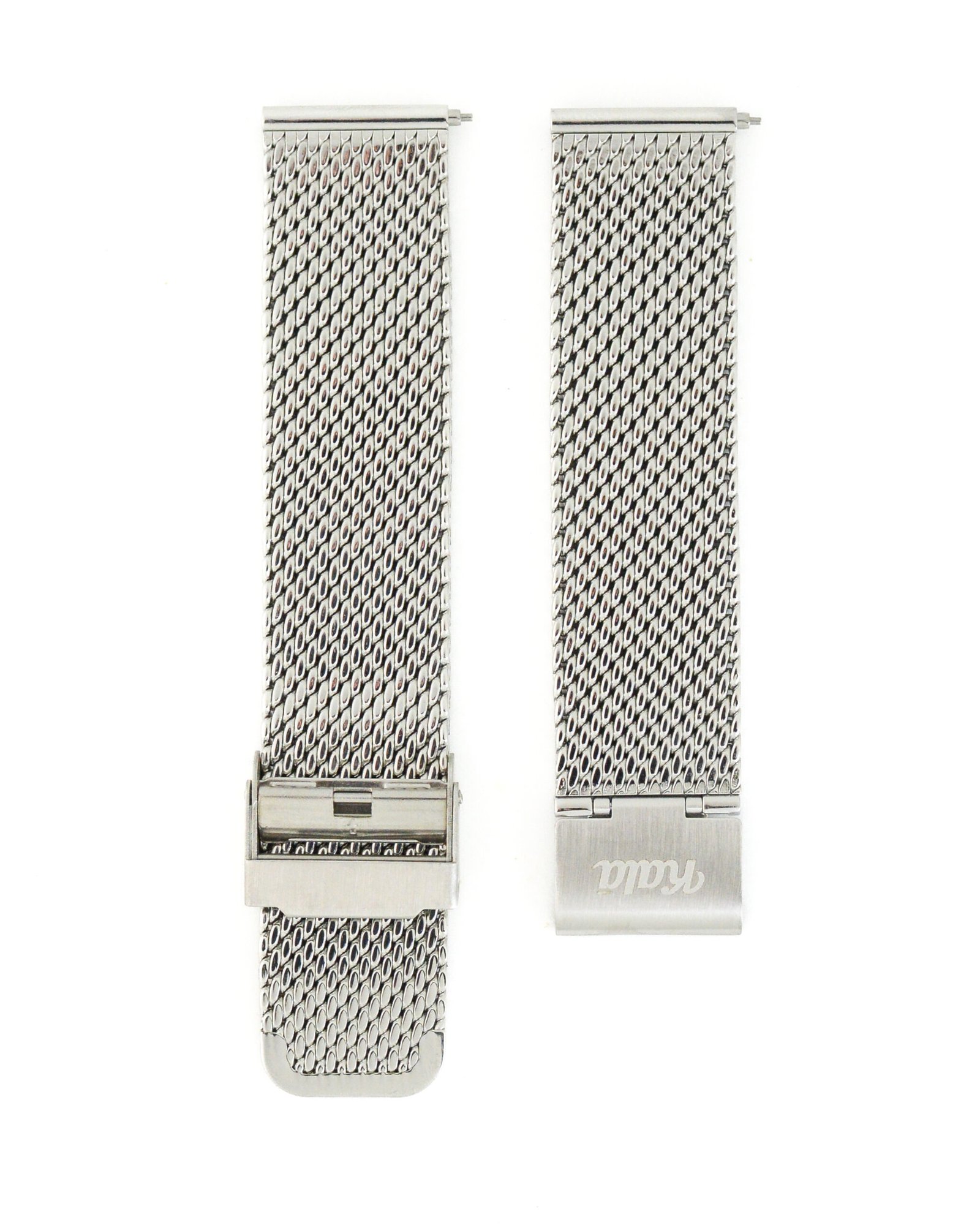 Premium 20 mm silver SHARK mesh strap in stainless steel BUCKLE LASER ENGRAVED