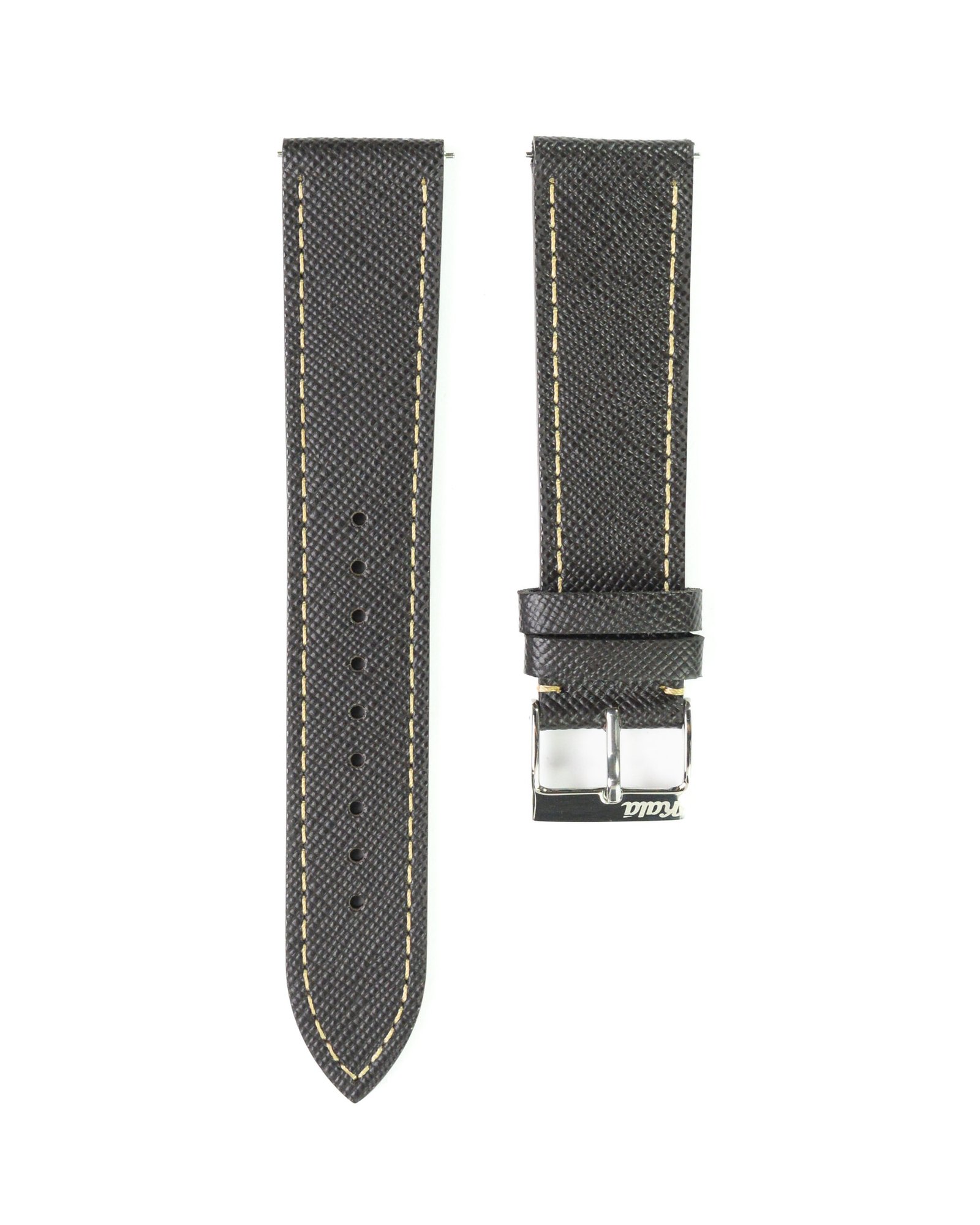 Premium brown Saffiano leather strap 20 mm for watches