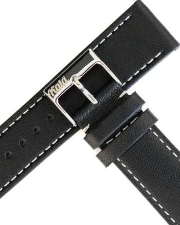 Premium black SHEEP NAPPA leather strap 20 mm for watches BUCKLE LASER ENGRAVED