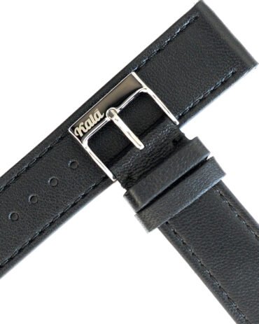 Premium black SHEEP NAPPA leather strap 20 mm for watches BUCKLE LASER ENGRAVED